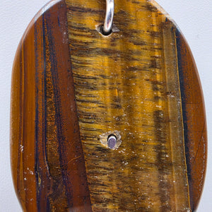 Tigers Eye/Sterling Silver/Leaping Panther 3" Statement Pendant