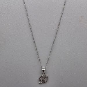 Diamond/Sterling Silver Monogram "D" Pendant and 19" Chain Necklace