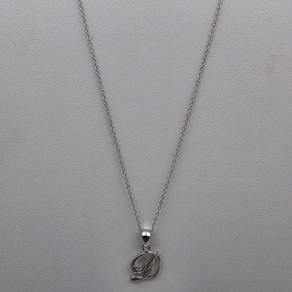 Diamond/Sterling Silver Monogram "D" Pendant and 19" Chain Necklace