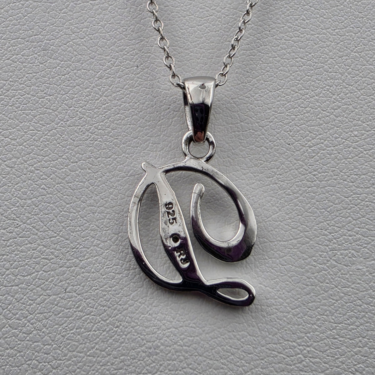 Diamond/Sterling Silver Monogram "D" Pendant and 19" Chain Necklace