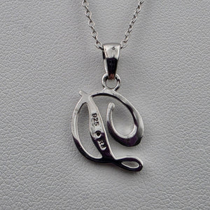Diamond/Sterling Silver Monogram "D" Pendant and 19" Chain Necklace