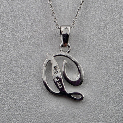 Diamond/Sterling Silver Monogram "D" Pendant and 19" Chain Necklace