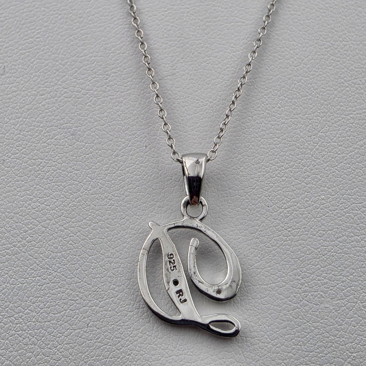 Diamond/Sterling Silver Monogram "D" Pendant and 19" Chain Necklace