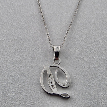 Diamond/Sterling Silver Monogram "D" Pendant and 19" Chain Necklace
