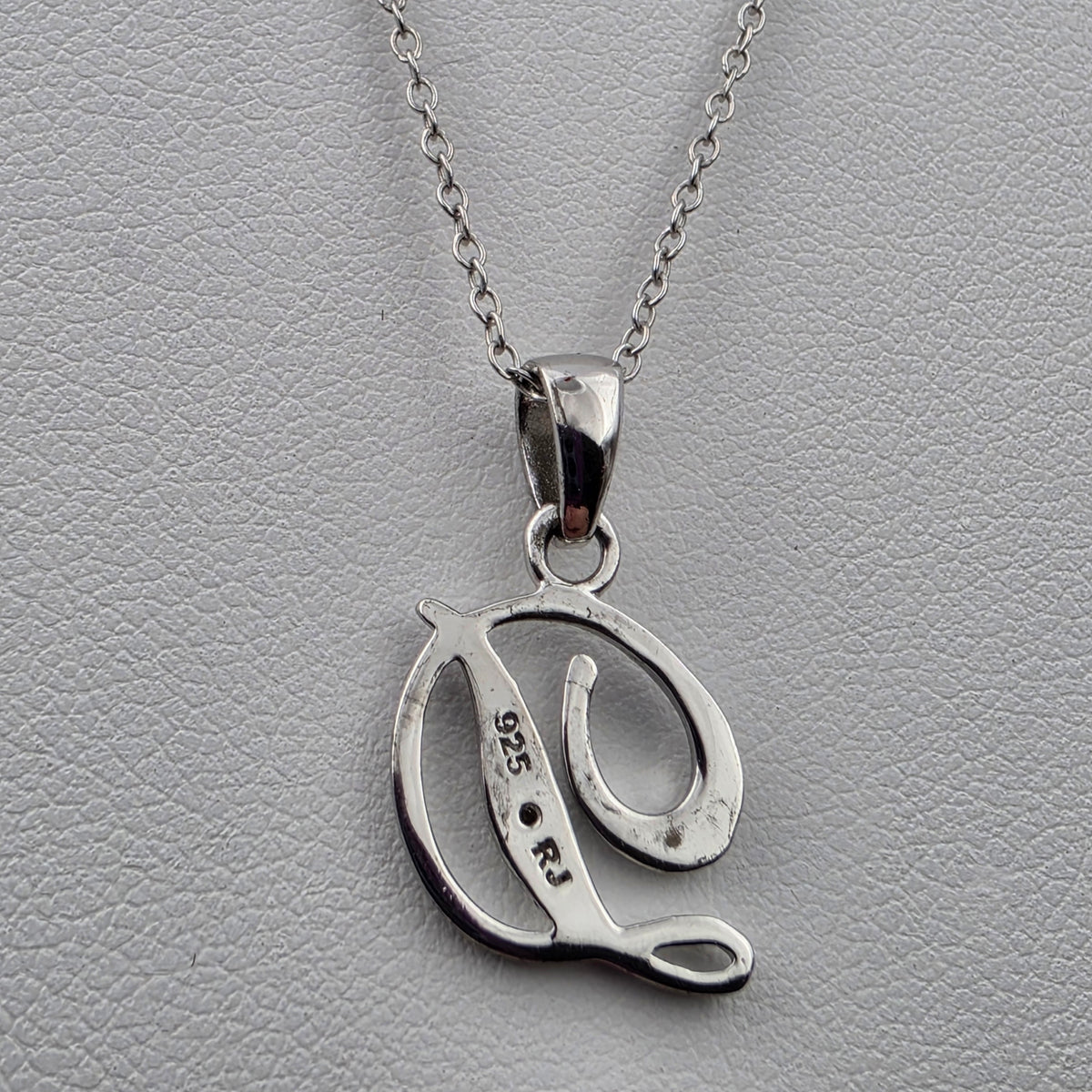 Diamond/Sterling Silver Monogram "D" Pendant and 19" Chain Necklace