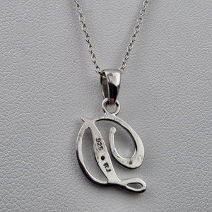 Diamond/Sterling Silver Monogram "D" Pendant and 19" Chain Necklace