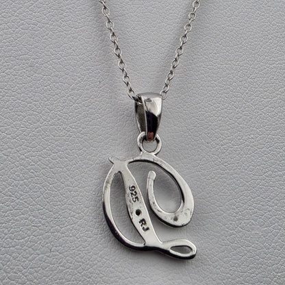 Diamond/Sterling Silver Monogram "D" Pendant and 19" Chain Necklace