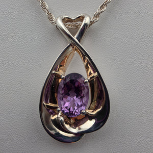 MILOR ITALY Amethyst/Sterling Silver 1.75" Pendant and 30"Rope Chain Necklace