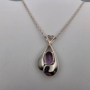 MILOR ITALY Amethyst/Sterling Silver 1.75" Pendant and 30"Rope Chain Necklace