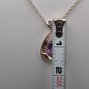 MILOR ITALY Amethyst/Sterling Silver 1.75" Pendant and 30"Rope Chain Necklace
