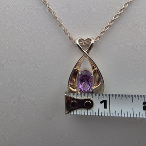 MILOR ITALY Amethyst/Sterling Silver 1.75" Pendant and 30"Rope Chain Necklace