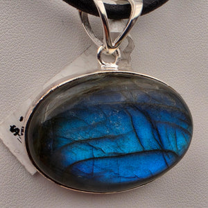 Labradorite Cabochon/Sterling Silver 1.5" Oblong Pendant