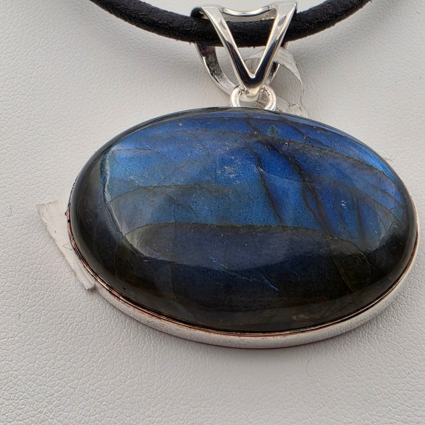 Labradorite Cabochon/Sterling Silver 1.5" Oblong Pendant