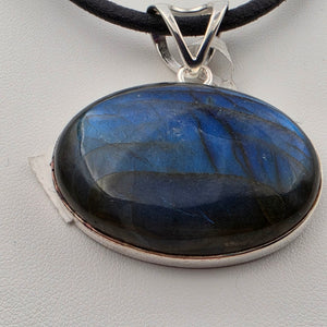 Labradorite Cabochon/Sterling Silver 1.5" Oblong Pendant