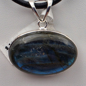 Labradorite Cabochon/Sterling Silver 1.5" Oblong Pendant