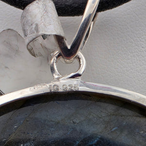 Labradorite Cabochon/Sterling Silver 1.5" Oblong Pendant