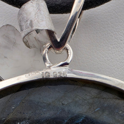 Labradorite Cabochon/Sterling Silver 1.5" Oblong Pendant