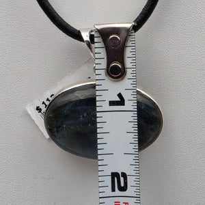 Labradorite Cabochon/Sterling Silver 1.5" Oblong Pendant