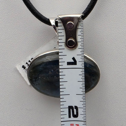Labradorite Cabochon/Sterling Silver 1.5" Oblong Pendant