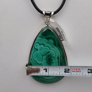 Malachite/Sterling Silver Pear  Shaped 3.5" Statement Pendant
