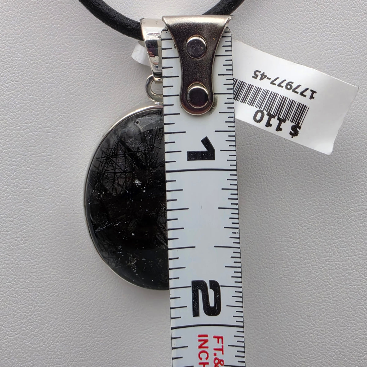 Clear Rutilated Quartz Cabochon/Sterling Silver 1.75" Pendant