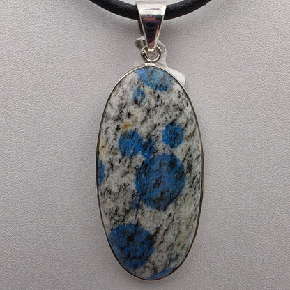 INDIA GEMS K2 Jasper/Granite Matrix/Azurite Spots/Sterling Silver Oval 2.5" Pendant