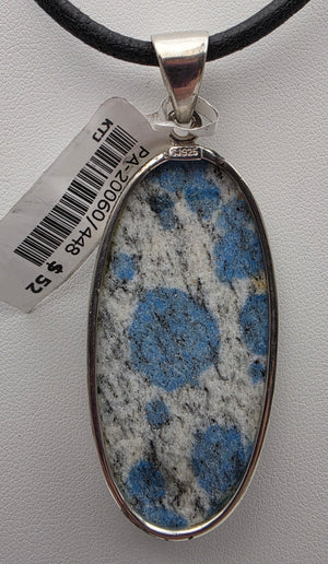 INDIA GEMS K2 Jasper/Granite Matrix/Azurite Spots/Sterling Silver Oval 2.5" Pendant