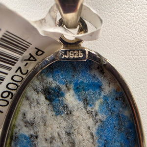 INDIA GEMS K2 Jasper/Granite Matrix/Azurite Spots/Sterling Silver Oval 2.5" Pendant