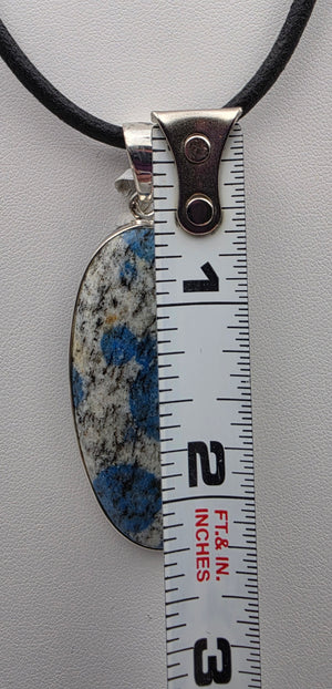 INDIA GEMS K2 Jasper/Granite Matrix/Azurite Spots/Sterling Silver Oval 2.5" Pendant