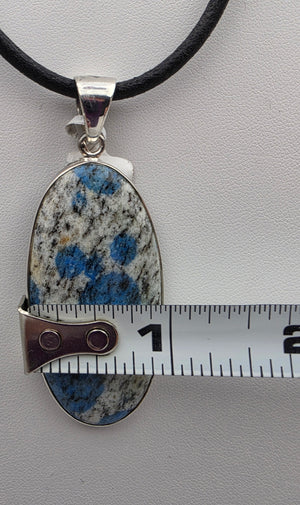 INDIA GEMS K2 Jasper/Granite Matrix/Azurite Spots/Sterling Silver Oval 2.5" Pendant
