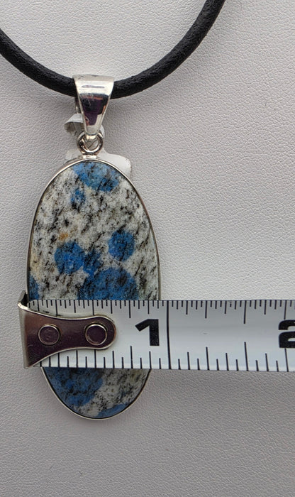 INDIA GEMS K2 Jasper/Granite Matrix/Azurite Spots/Sterling Silver Oval 2.5" Pendant