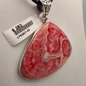 INDIA GEMS Rhodochrosite/Sterling Silver Triangular 2.75" Statement Pendant