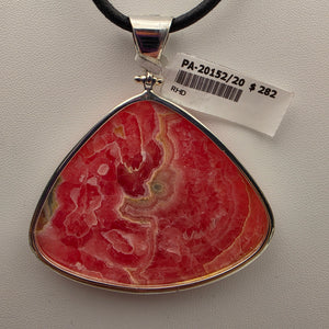 INDIA GEMS Rhodochrosite/Sterling Silver Triangular 2.75" Statement Pendant