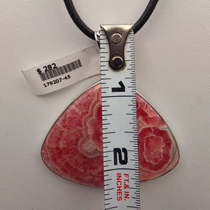 INDIA GEMS Rhodochrosite/Sterling Silver Triangular 2.75" Statement Pendant