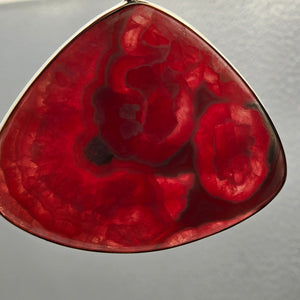 INDIA GEMS Rhodochrosite/Sterling Silver Triangular 2.75" Statement Pendant
