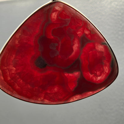 INDIA GEMS Rhodochrosite/Sterling Silver Triangular 2.75" Statement Pendant