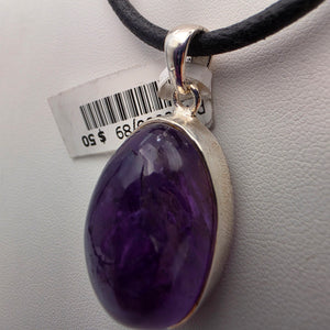 INDIA GEMS Amethyst Cabochon/Sterling Silver 1.75" Pendant