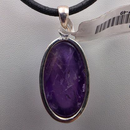 INDIA GEMS Amethyst Cabochon/Sterling Silver 1.75" Pendant