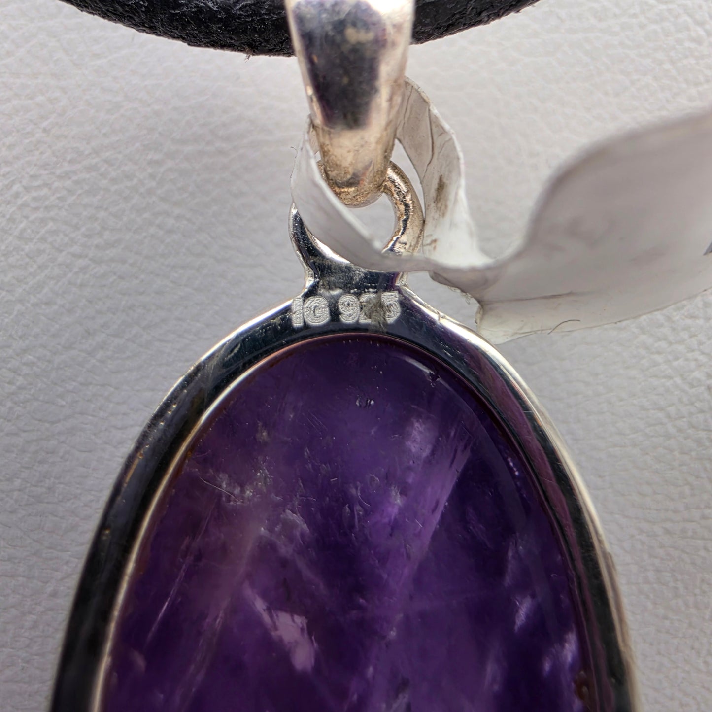INDIA GEMS Amethyst Cabochon/Sterling Silver 1.75" Pendant