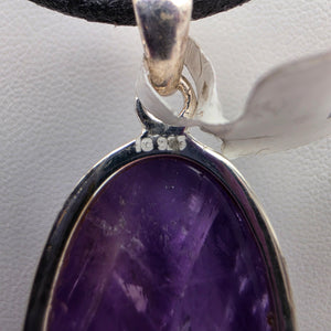 INDIA GEMS Amethyst Cabochon/Sterling Silver 1.75" Pendant