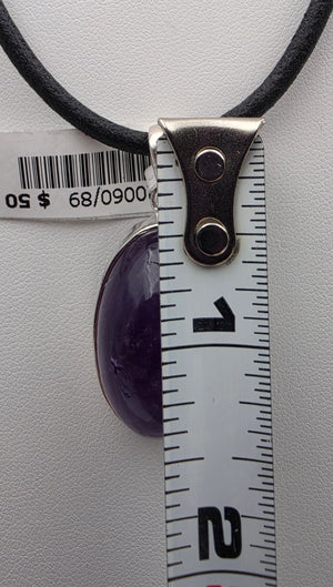 INDIA GEMS Amethyst Cabochon/Sterling Silver 1.75" Pendant