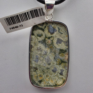 INDIA GEMS Ocean Jasper/Sterling Silver Rectangular 3" Statement Pendant