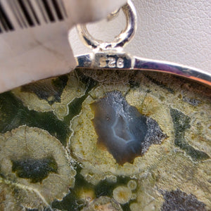 INDIA GEMS Ocean Jasper/Sterling Silver Rectangular 3" Statement Pendant