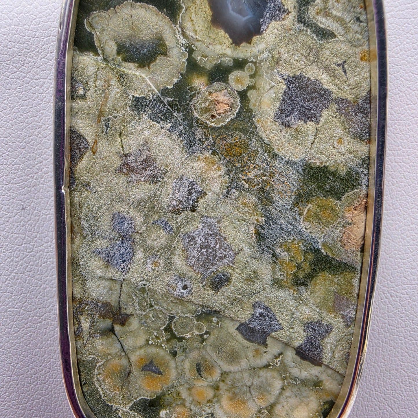 INDIA GEMS Ocean Jasper/Sterling Silver Rectangular 3" Statement Pendant