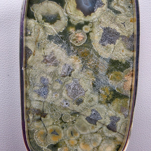 INDIA GEMS Ocean Jasper/Sterling Silver Rectangular 3" Statement Pendant