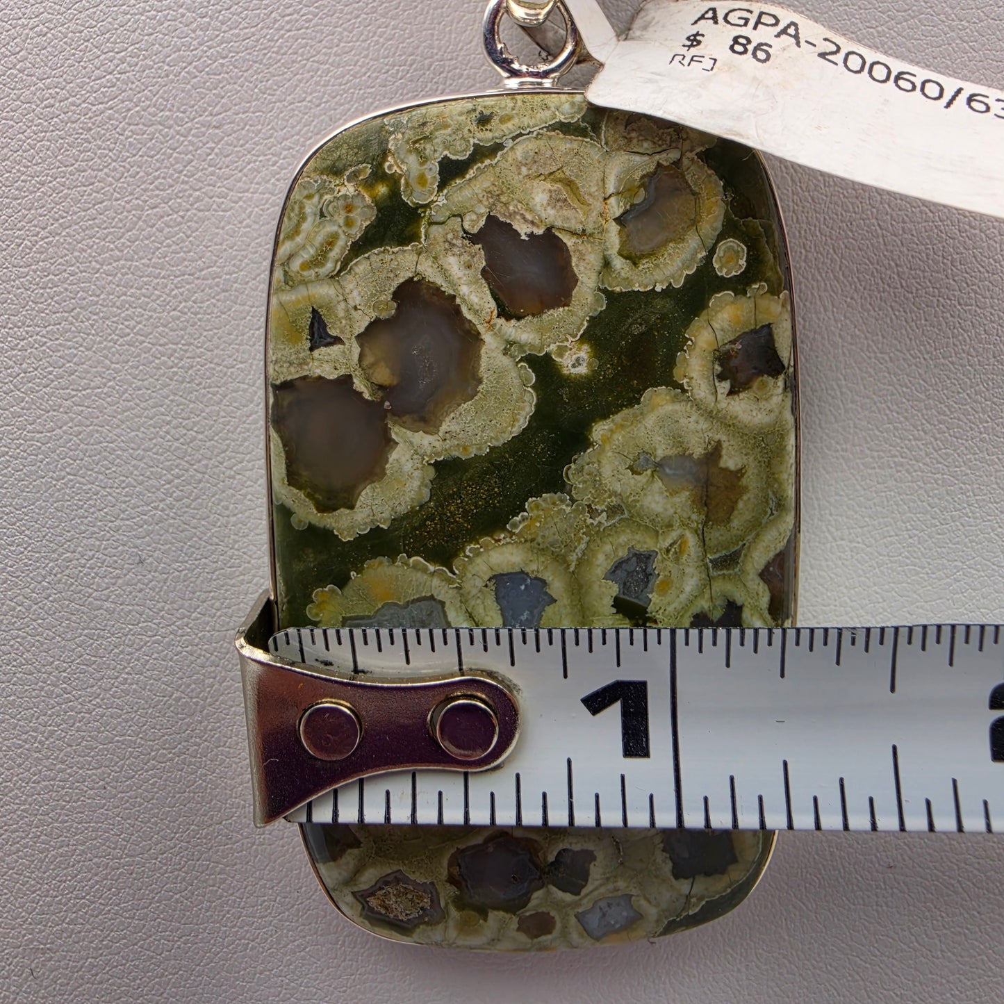 INDIA GEMS Ocean Jasper/Sterling Silver Rectangular 3" Statement Pendant