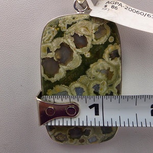 INDIA GEMS Ocean Jasper/Sterling Silver Rectangular 3" Statement Pendant