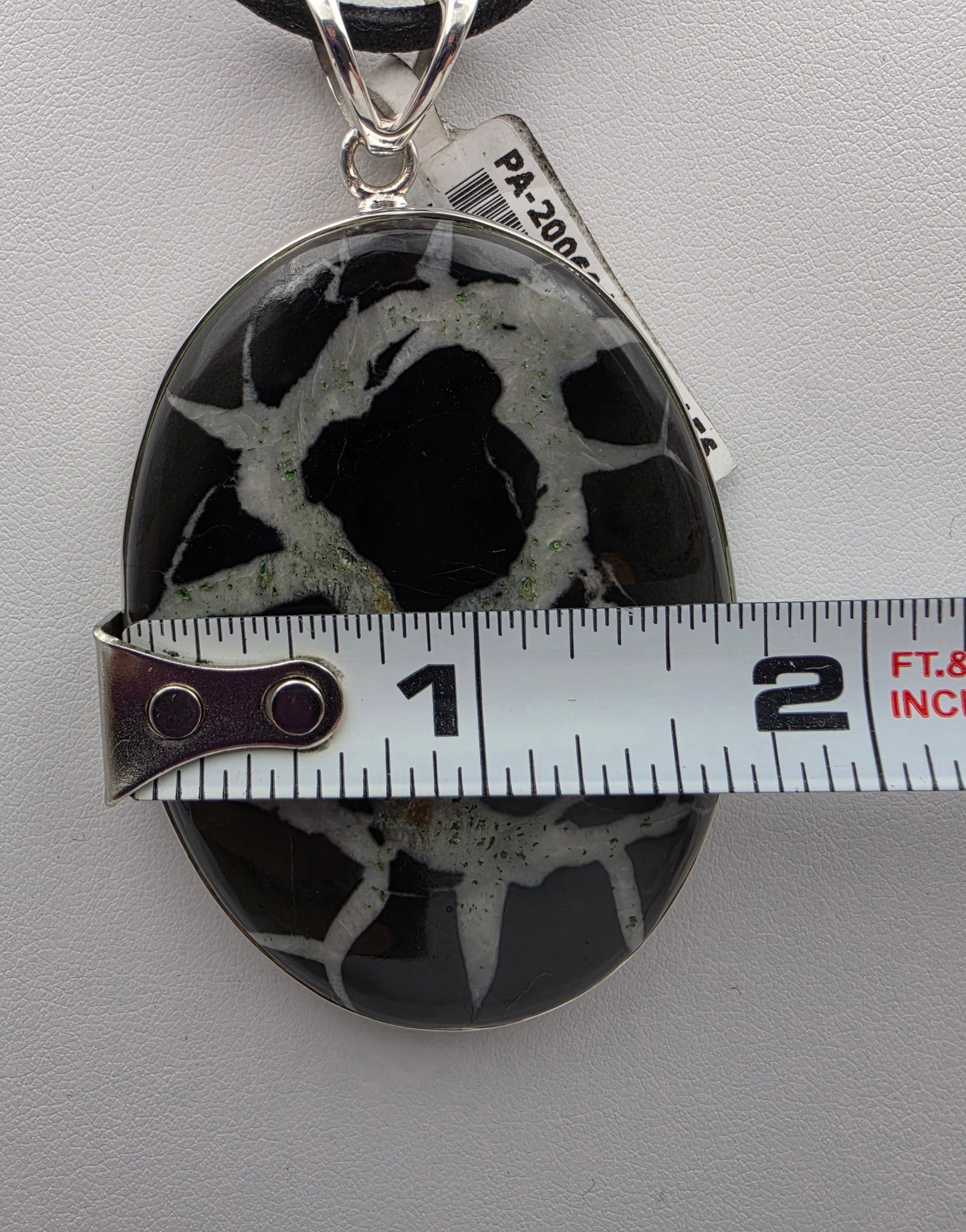 INDIA GEMS Black Septarian/Sterling Silver Oval 3" Statement Pendant