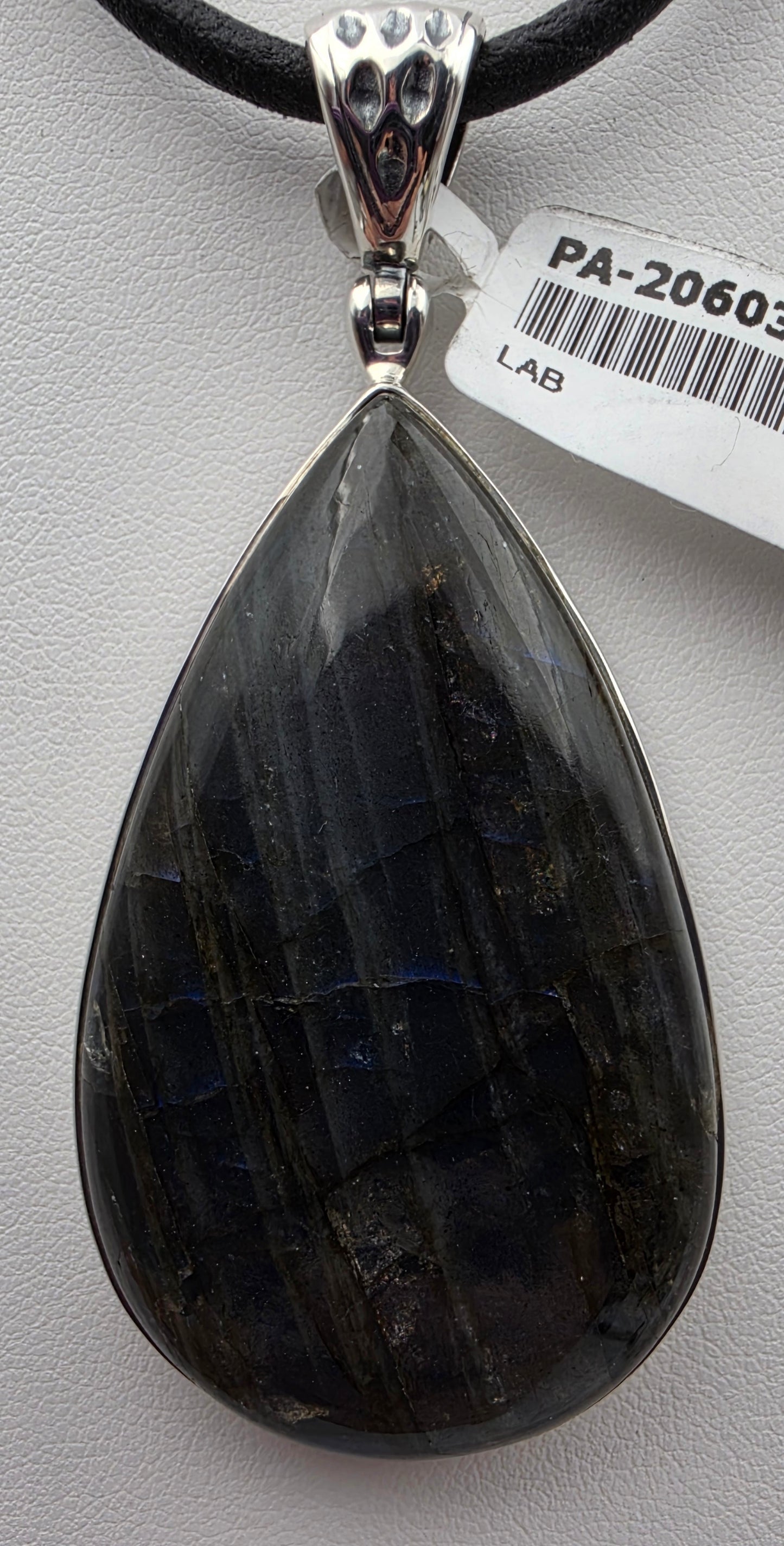 INDIA GEMS Labradorite/Sterling Silver Teardrop 2.75"Statement Pendant