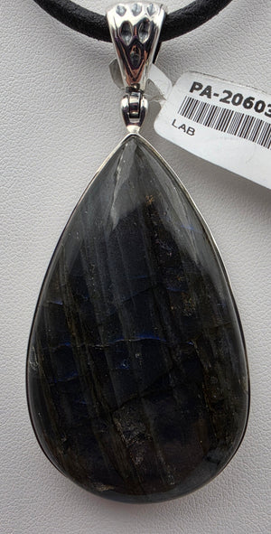 INDIA GEMS Labradorite/Sterling Silver Teardrop 2.75"Statement Pendant